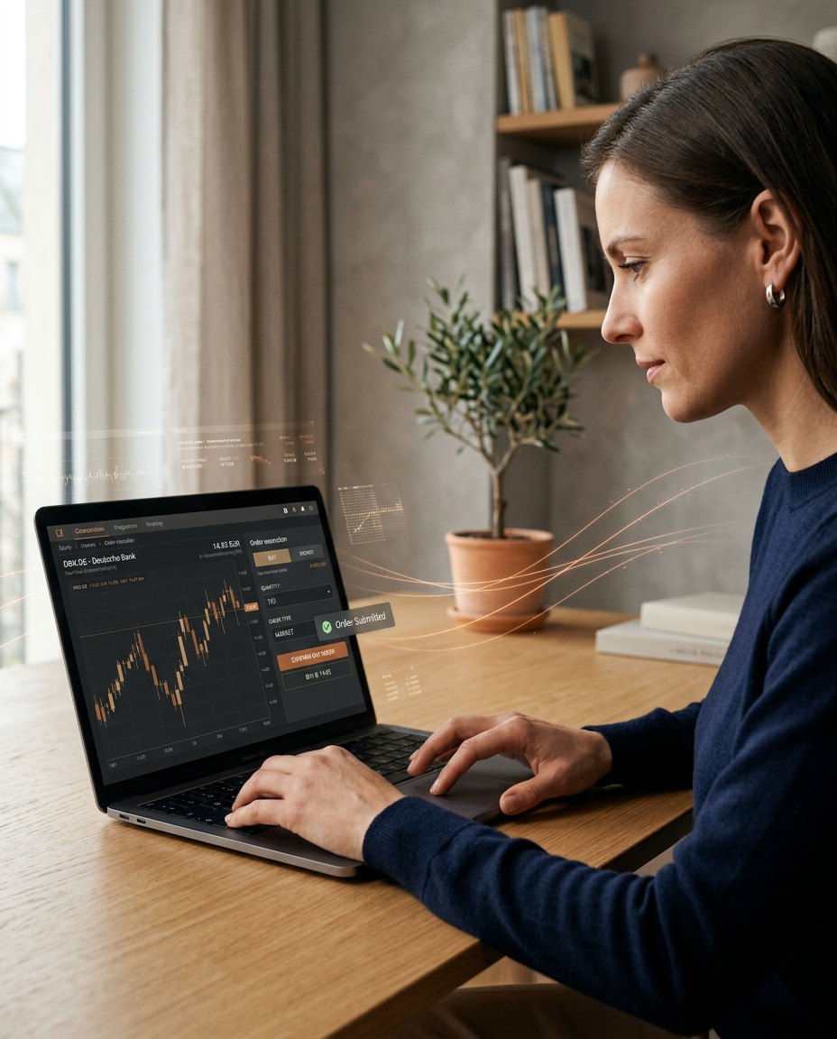 Woman placing a trade on the MetaTrader 5 platform