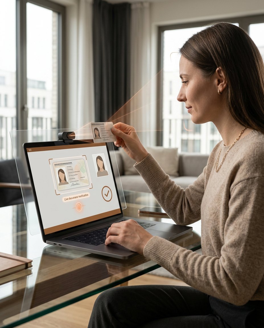 Woman verifying her ID document